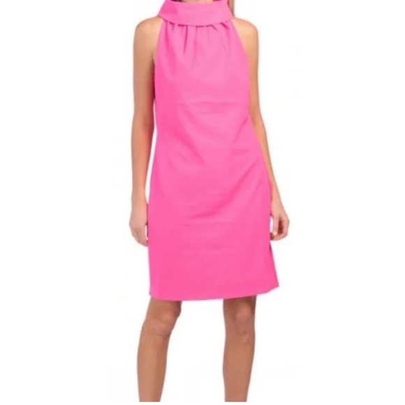 NWT Tuckernuck x Sail To Sable Cowl Neck Button Back Shift Dress Navy Hot Pink - Picture 1 of 13